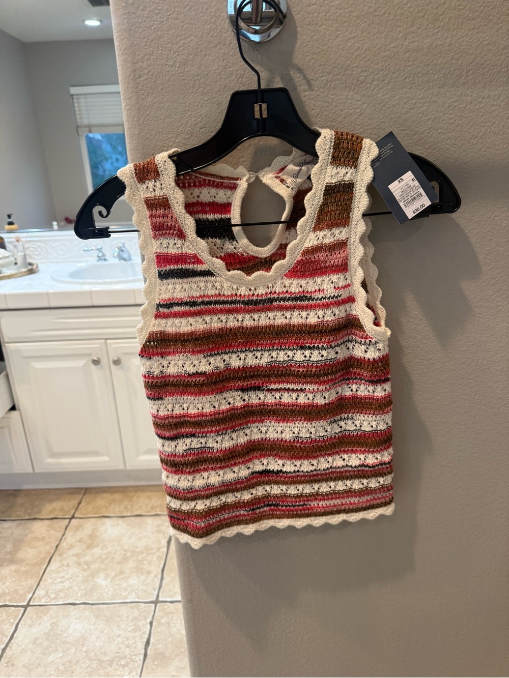 NWT universal thread Striped Crochet Knit Tank Top - Multicolor xs